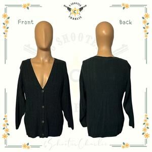 Huntington Ridge Green Cable Knit Vintage Button Up Cardigan Sweater Medium